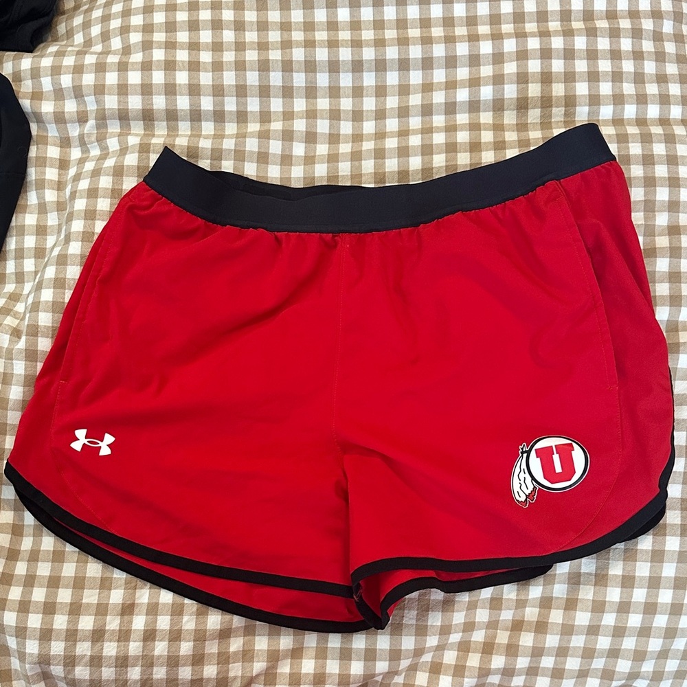 Under Armour Women's Red and Black Athletic Shorts